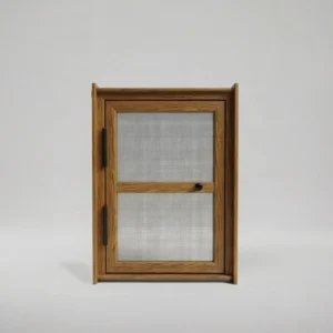 Mosquitera abatible con cerco madera roble dorado